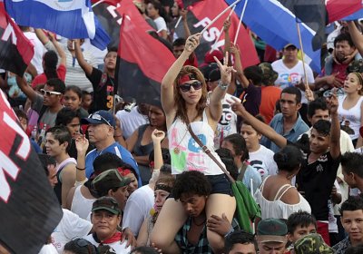 Supporters of Daniel Ortega celebrate the 36th anniversay of the Sandinista Revolution.