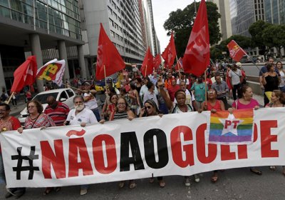 Anti-coup rally in Brazil.