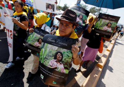 Protesters and activists demand justice for the death of Berta Cáceres, March 16, 2016.