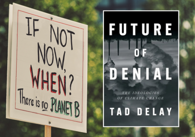 climate placard and book cover