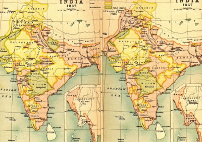 historical map of British occupied India