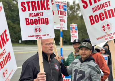 Boeing workers on picket line