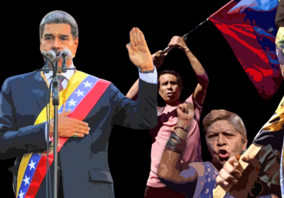 Nicolas Maduro and protesters