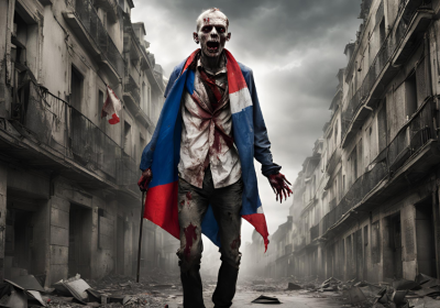 zombie draped in flag