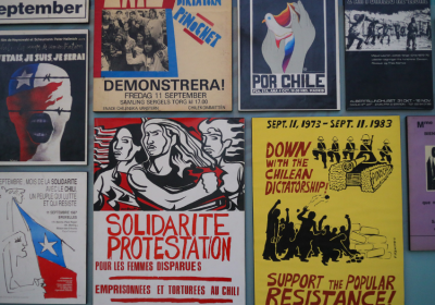 posters on a wall 