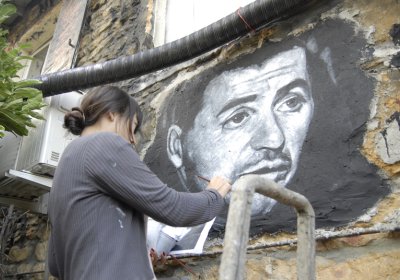 Mural of Corsican nationalist hero Yvan Colonna