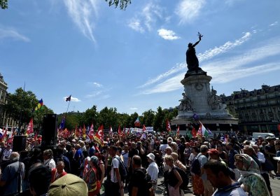 protest at place de la republique in Paris July 18