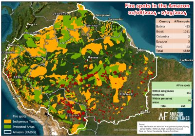 map of fires in the Amazon