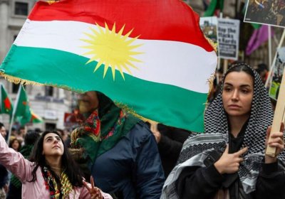 protesters with flags