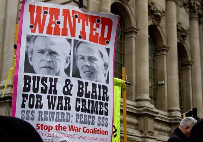 Bush and Blair Wanted for War Crimes, Iraq Inquiry, London, January 29, 2010.