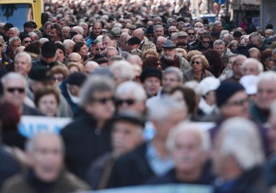 Greek pensioners rally in Athens on January 21.