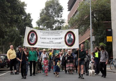 Commemoration event for Tunnerminnerwait and Maulboyheener, Melbourne, 2012.