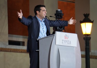 SYRIZA leader Alexis Tsipras addresses supporters in Athens after winning the January 25 elections. 