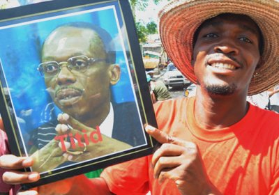 A Haitian supporter of former president Jean-Bertrand Aristide.