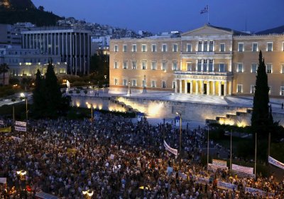 Thousands protest in Athens against austerity and in support of the SYRIZA government, June 17.