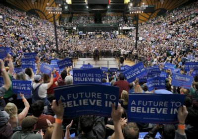 Senator Bernie Sanders speaks at a campaign rally in Fort Collins, Colorado February 28, 2016.