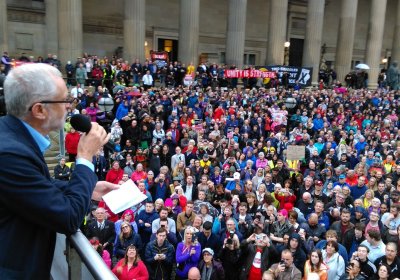 Thousands turn out to hear Labour leader Jeremy Corbyn in Liverpool on August 1, 2016.