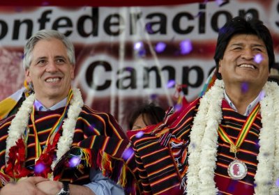 Bolivian Vice-President Alvaro Garcia Linera and President Evo Morales.