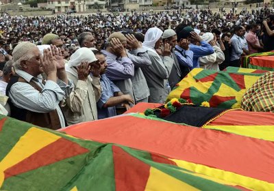 Funeral in Cizre of civilians killed by Turkish state.