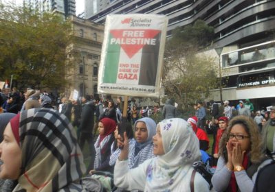 The crowd at the Melbourne protest.