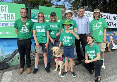 Greens MP Michael Berkman with campaigners on polling day