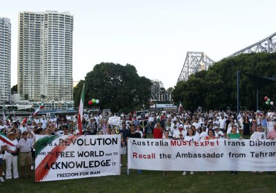 Thousands gather at Kangaroo Point in solidarity with Iran, October 29.