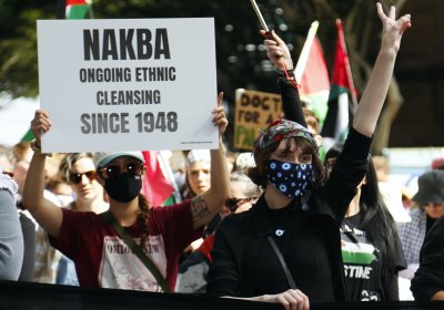 Protesters march against Israeli apartheid and genocide, Magan-djin/Brisbane, August 11