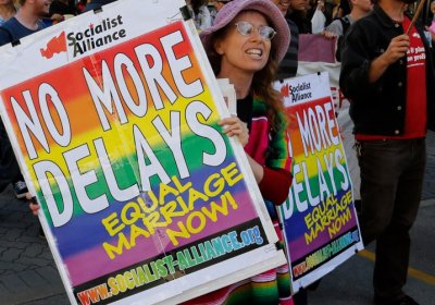 Kamala Emanuel at a rally for equal marriage in May.