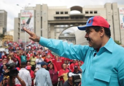 Nicolas Maduro at a demonstration in support of the government's emergency economic powers.