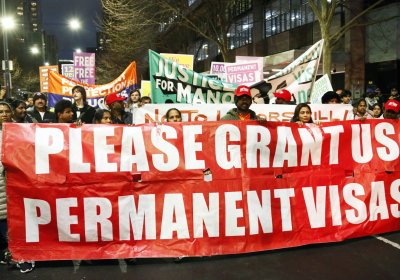 Marching for permanent visas