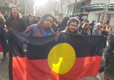 Aboriginal flag at NAIDOC march