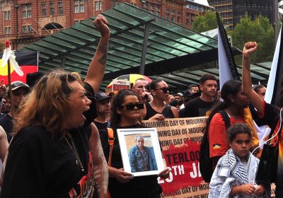 Marching on Invasion Day in Gadigal Country/Sydney, January 26