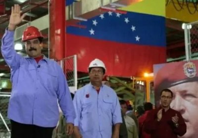 Nicolas Maduro at an industrial site in Barinas.