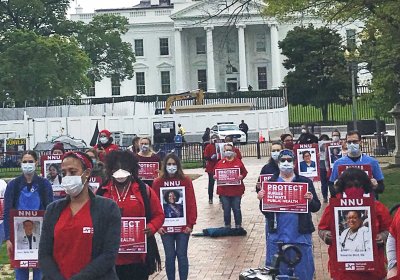Health workers protest outside White House