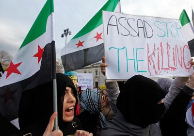 Anti-Assad protesters in Syria.