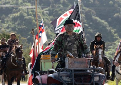 Renowned Māori militant, Tame Iti, playing himself in the hard-hitting film Muru