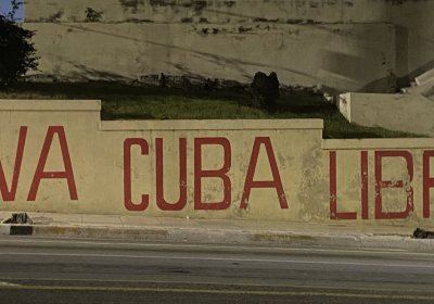 Mural reads 'Viva Cuba Libre'