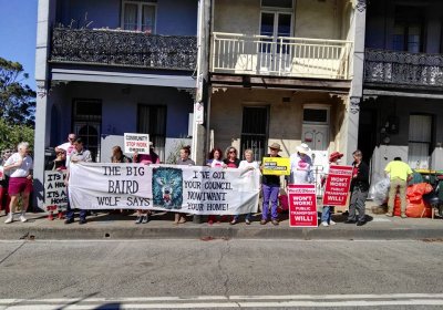 Protesters outside residents being evicted