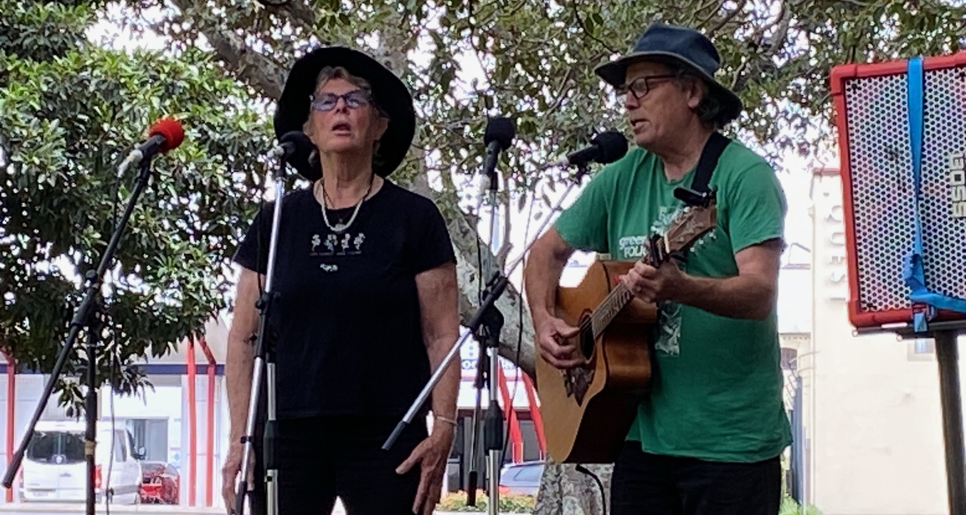 Two voices in the crowd sang "Save the Wilderness" by Eric Bogle, Muloobinba/Newcastle